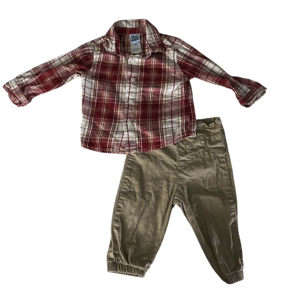 Plaid Red and Tan Kids Matching Set